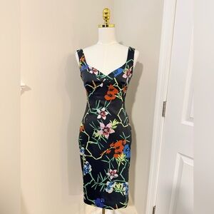 Karen Millen Black Floral Midi Dress